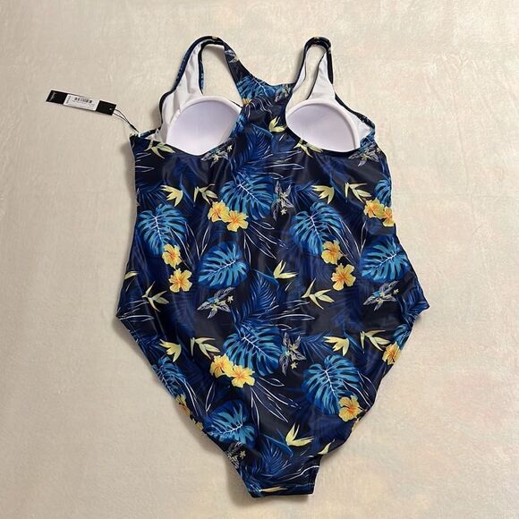 Nicole Miller Vibrant Blue and Yellow One-Piece Swimsuit - Picture 7 of 13